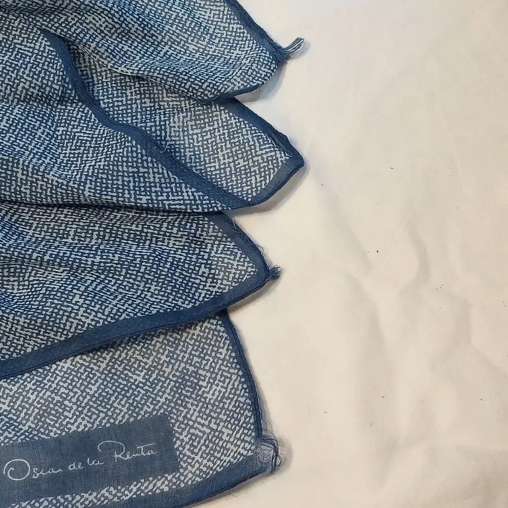 Vintage Blue Oscar de la Renta Square Scarf